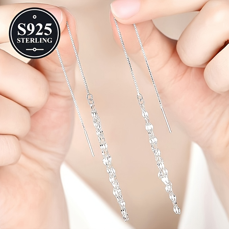 Women's Elegant Long Tassel Earrings, Hypoallergenic S925
